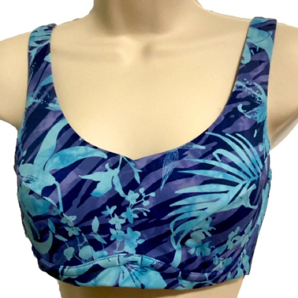 ATHLETA Bikini Top Floral V Neck Padded Lined Womens 32 B C